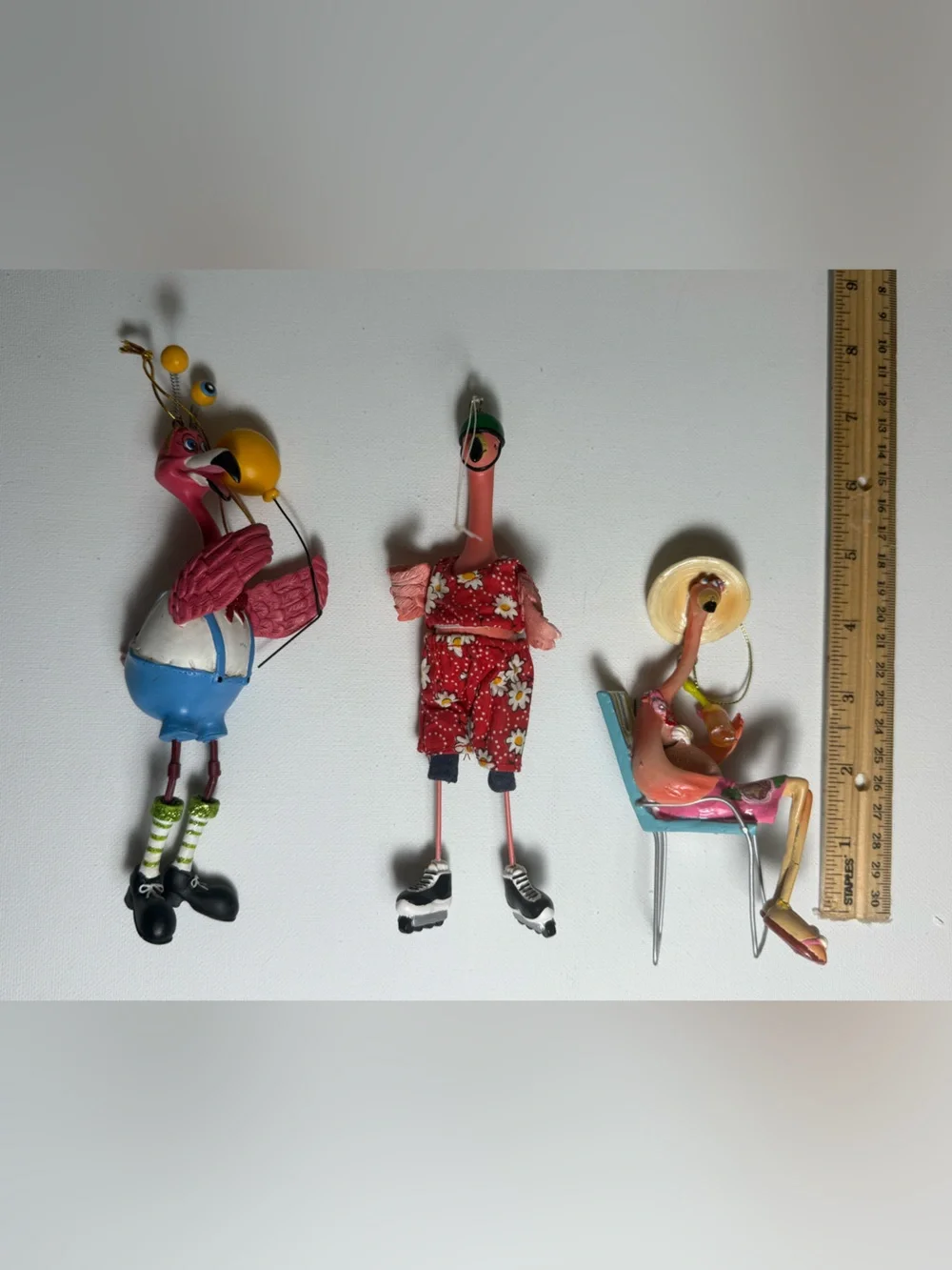 Flamingo Ornament Lot of 3 Seasons of Cannon Falls Ornaments EUC Whimsical Beach